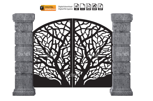 Garden Gate Tree Pattern Wall Decoration Designs Dxf Svg Format #3109 Panel Dxf laser cutting , plasma cutting Metalic & Wood CNC machine!