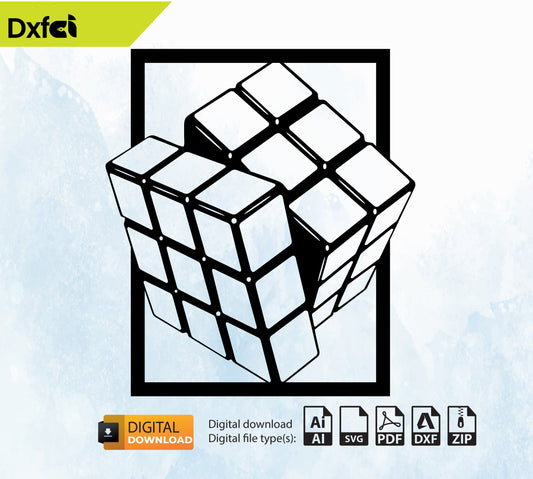 Cube SVG | Rubiks Cube DXF File | Sticker | Silhouette DXF | Svg Dxf Files | Laser Cut | Plasma Cut | Router | Vector Files | Metal |