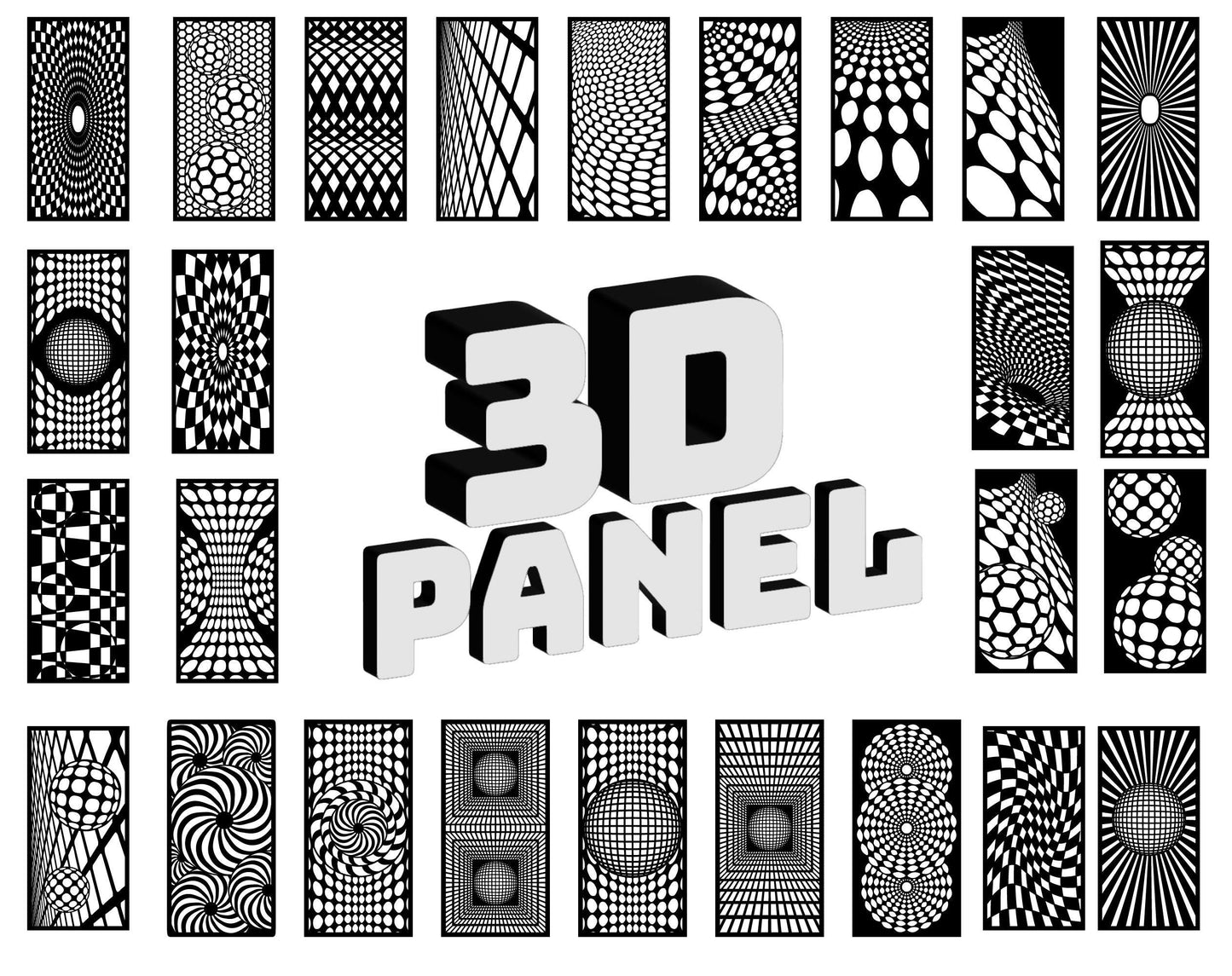 3D Panel Collection Dxf Svg Vector laser cutting , plasma cutting Metalic & Wood CNC machine!