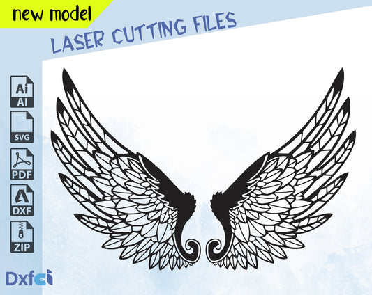 Angel Wings Svg, Laser Cut Dxf Files Wings Dxf , Angel Wings Clip Art, Wings Cut File For Silhouette, , Lightburn ,Circut