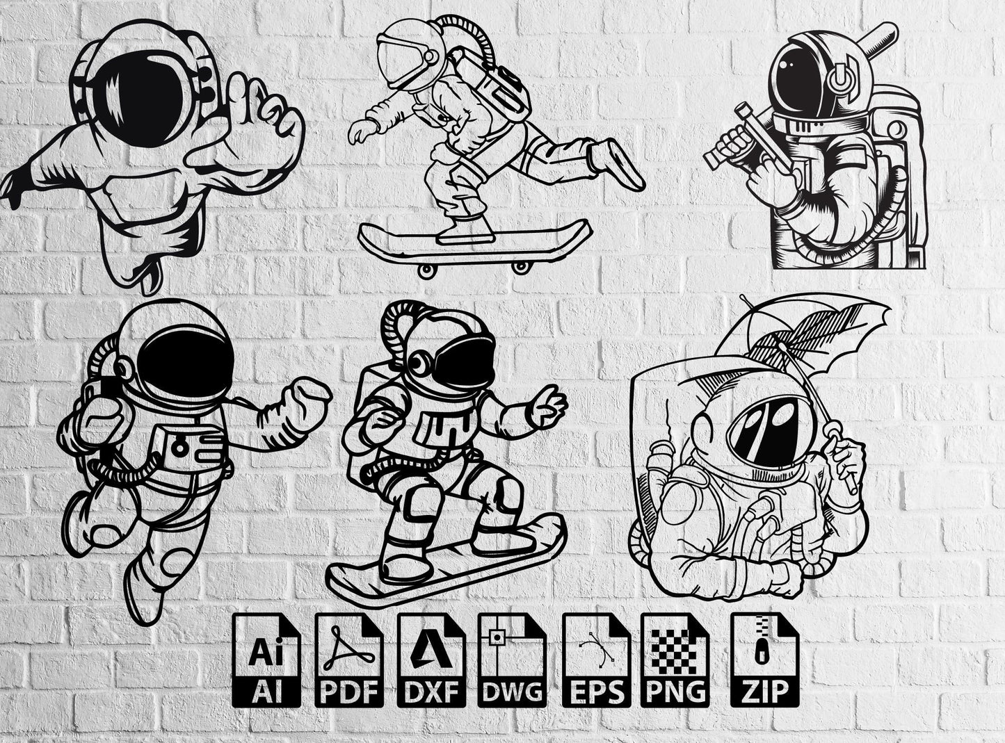 Astronaut SVG Bundle, Astronaut SVG, Astronaut Dxf ,Ai Pdf Wallart Decor , Astronaut Cut Files For Silhouette, Files for Cricut, Vector,