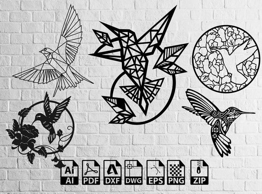 Bee-eater Design, wall  Vector Files for Laser Cutting and Printing of Bird Decorations Ai Pdf Dxf Svg