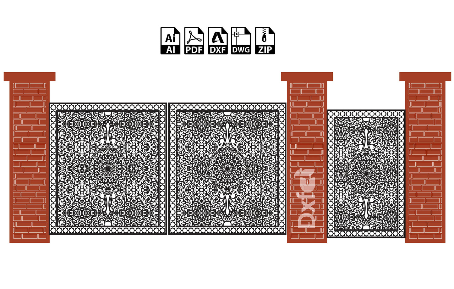 Digital Gate Grill Garden Doors Panel Dxf Panel Partition Room Divider Templates Vector Svg Dxf Files Laser Cutting CNC Plasma #KAP016