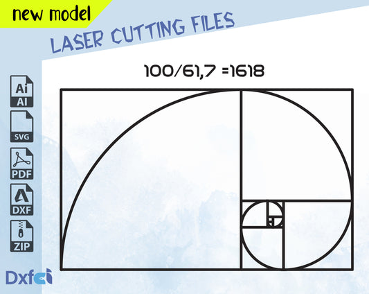 Golden Ratio Svg ,Phi Symbol Svg 1618 Design Wallart Decor Laser cut files Laser Cut Dxf Files , Lightburn ,Circut