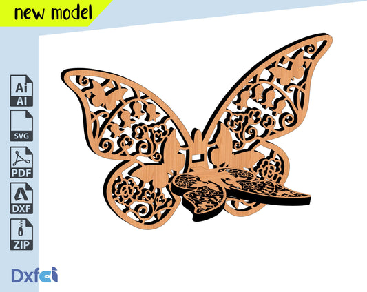 Butterfly Wall Shelf  Butterfly Candle Holder Dxf Svg Files CNC Files For Wood CNC File CNC Router File